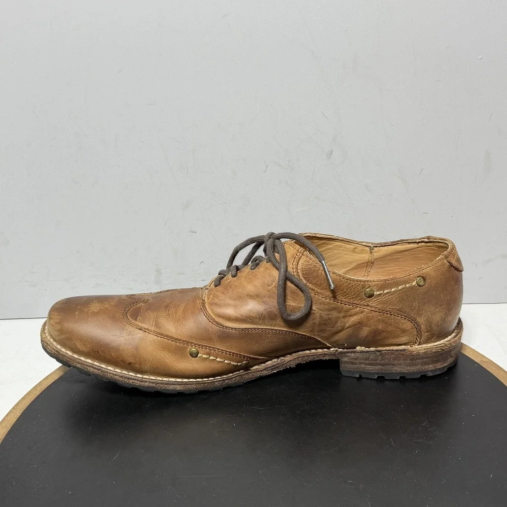Bed Stu Shoes Mens Size 12 Brown Leather Lace Up Wingtip Casual Studded Oxfords